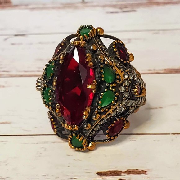 The Girl With Kaleidoscope Eyes Jewelry - Antique Turkish Ottoman Gemstone Ring